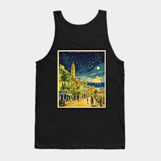 Recife Brazil Starry Night Vintage Tourism Travel Poster Art Tank Top